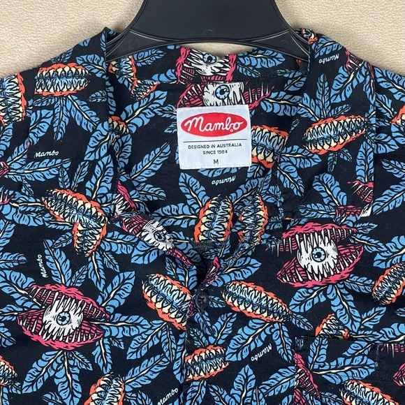 Mambo Mens M Short Sleeve Button Up Shirt Multicolor Lightweight Pocket - Picture 2 of 10